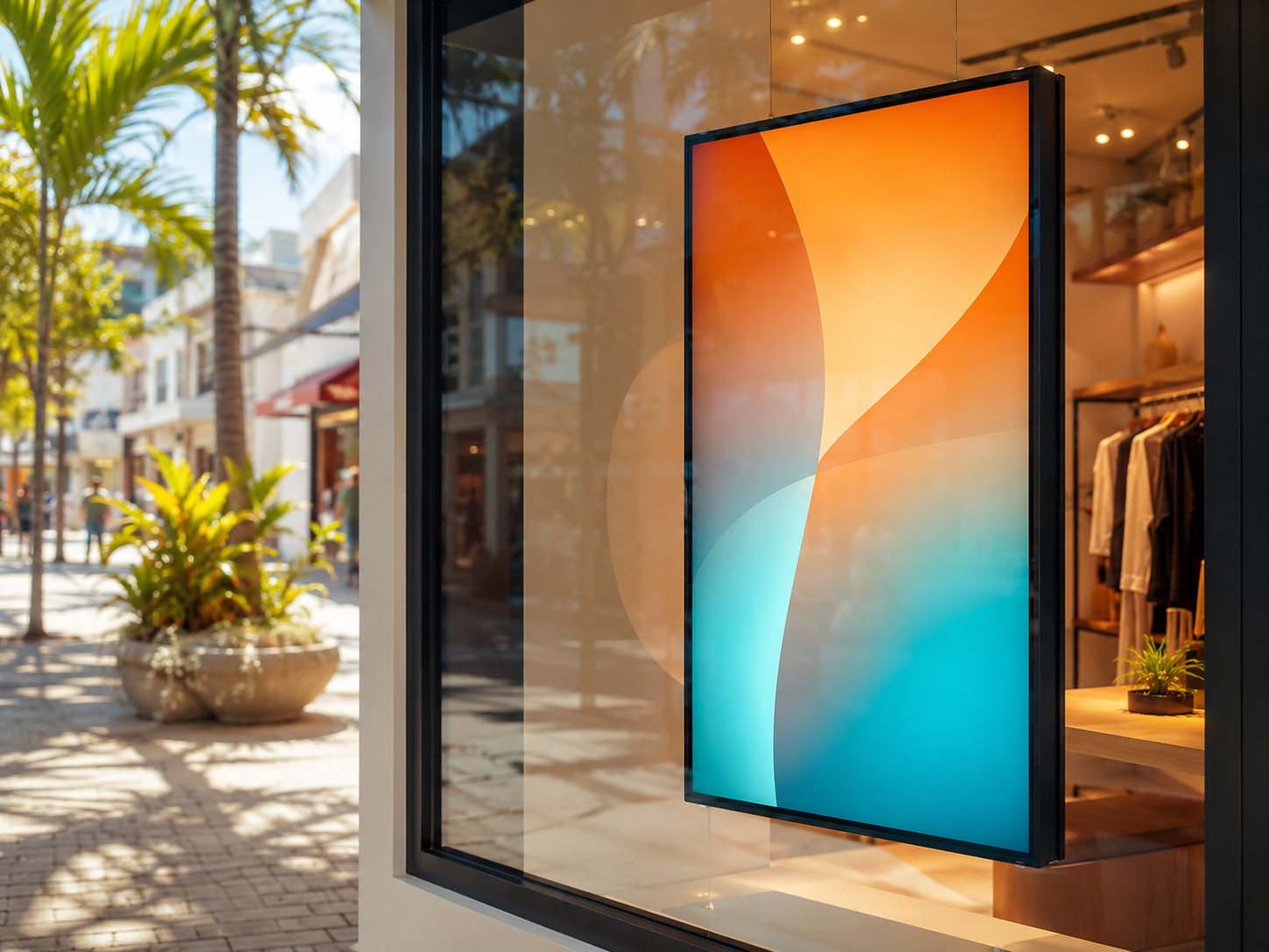 Écran d'affichage dynamique en vitrine